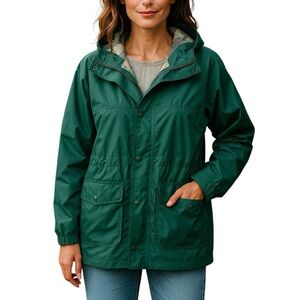 Vintage LL Bean Womens Stowaway Jacket Sz Small Green Gore-tex Light Rain Coat